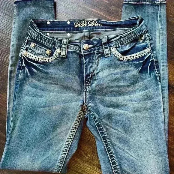 Vivi Diva Jeans Womens 8/29 Blue Denim Distressed Wash Vintage - Picture 1 of 3